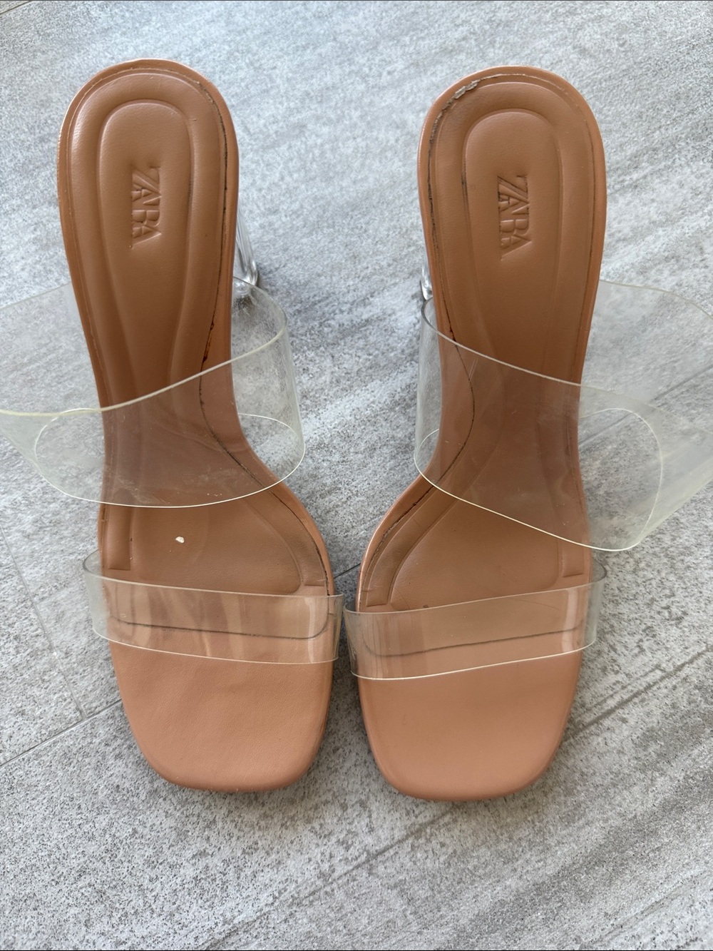 Clear and tan block heel sandals size 5 | going out, special occasion, y2k - Picture 4 of 7